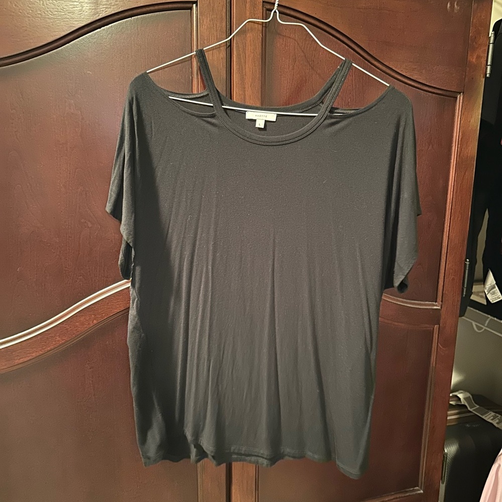 Elegant Black Cold Shoulder Tee